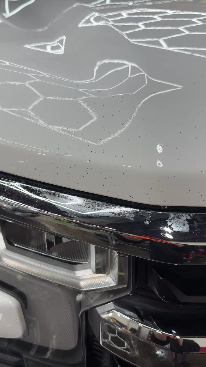 Water beading on a freshly ceramic-coated surface